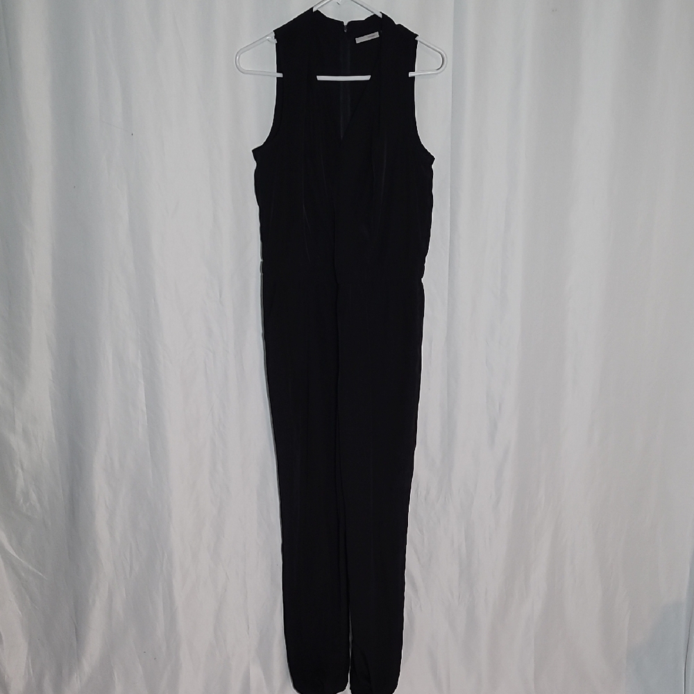 Halogen Black Minimalist Jumpsuit with High Neckline